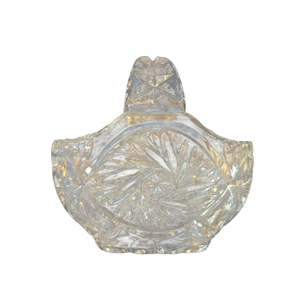 Bohemian Czech Hand CutLead Crystal Cut Glass Basket 5" Trinket Ring dish - Picture 2 of 8